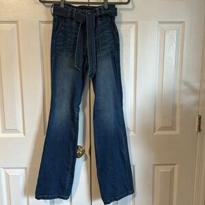 WHBM size 0 The Flare jeans with tie belt